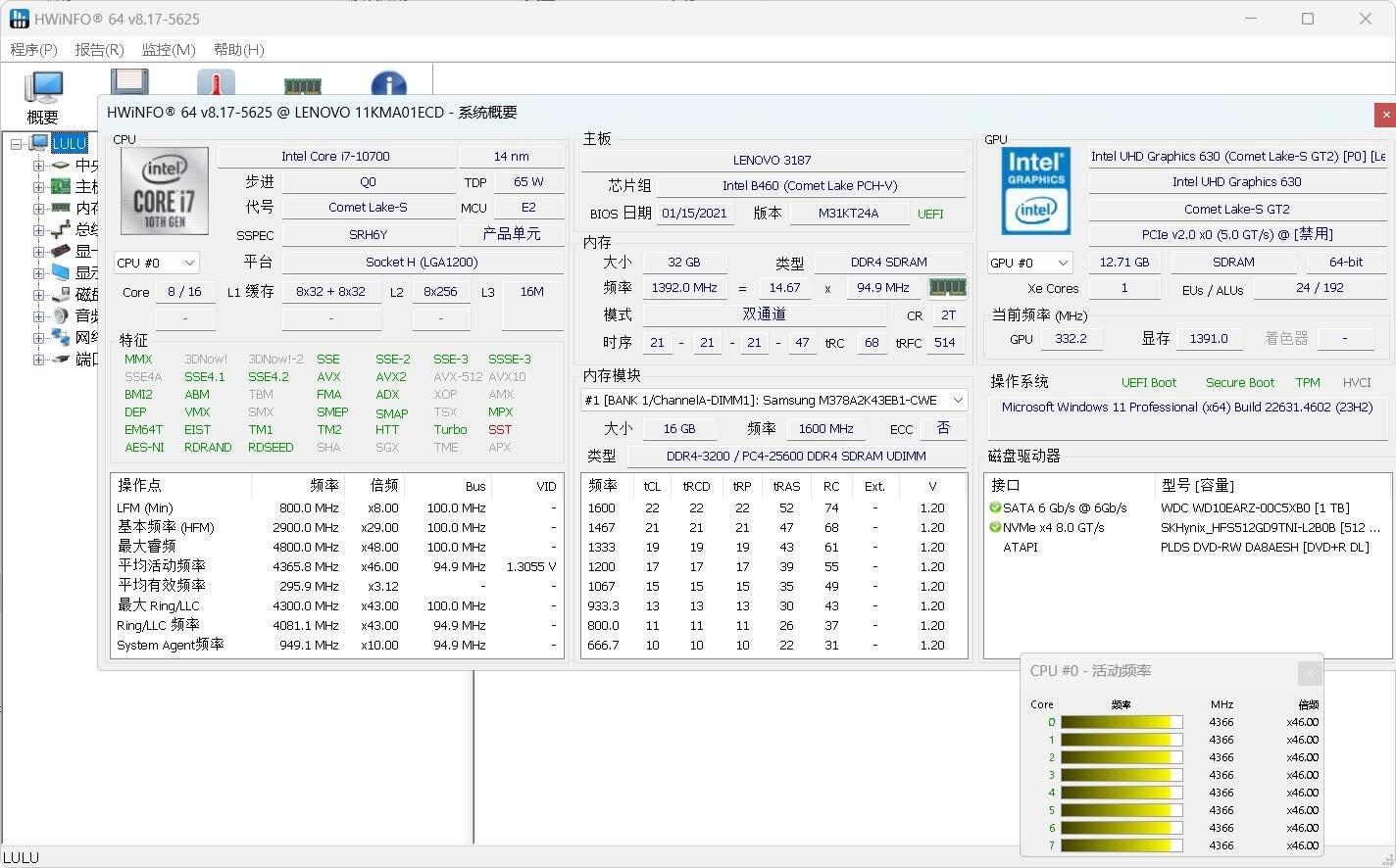 HWiNFO - 老牌硬件分析及检测工具