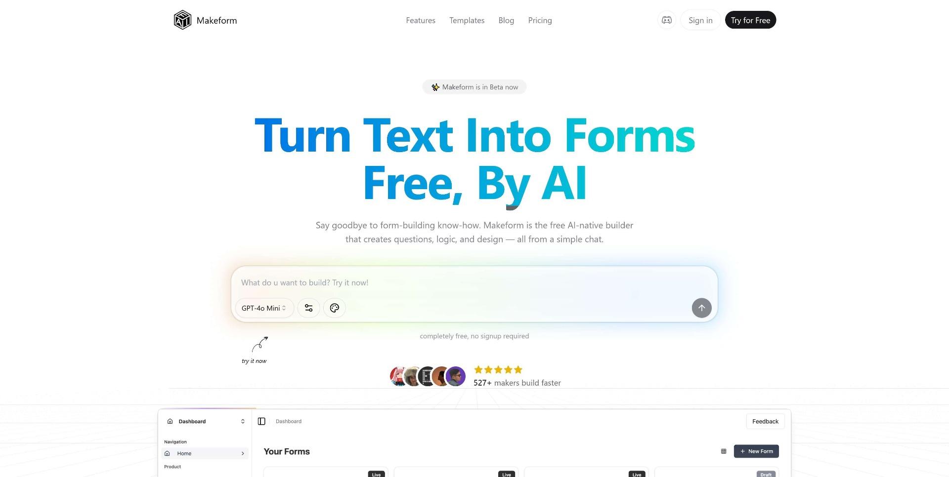 Makeform - AI 驱动的免费表单构建工具